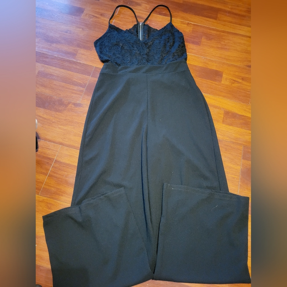 Black lace top Jumpsuit. Like new! Size L.